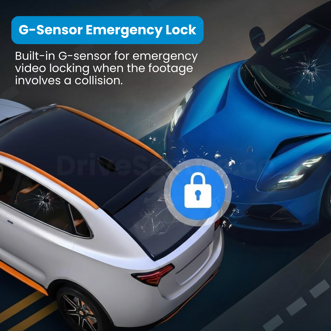 DriveSecure 1080P HD 3 Channel Dash Cam Front, Cabin, and Rear