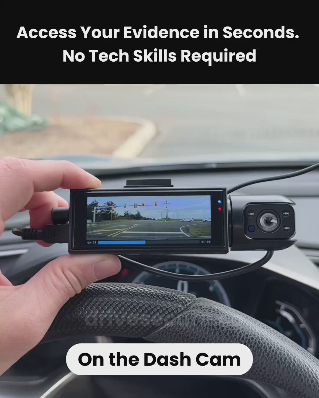 DriveSecure 1080P HD 3 Channel Dash Cam Front, Cabin, and Rear